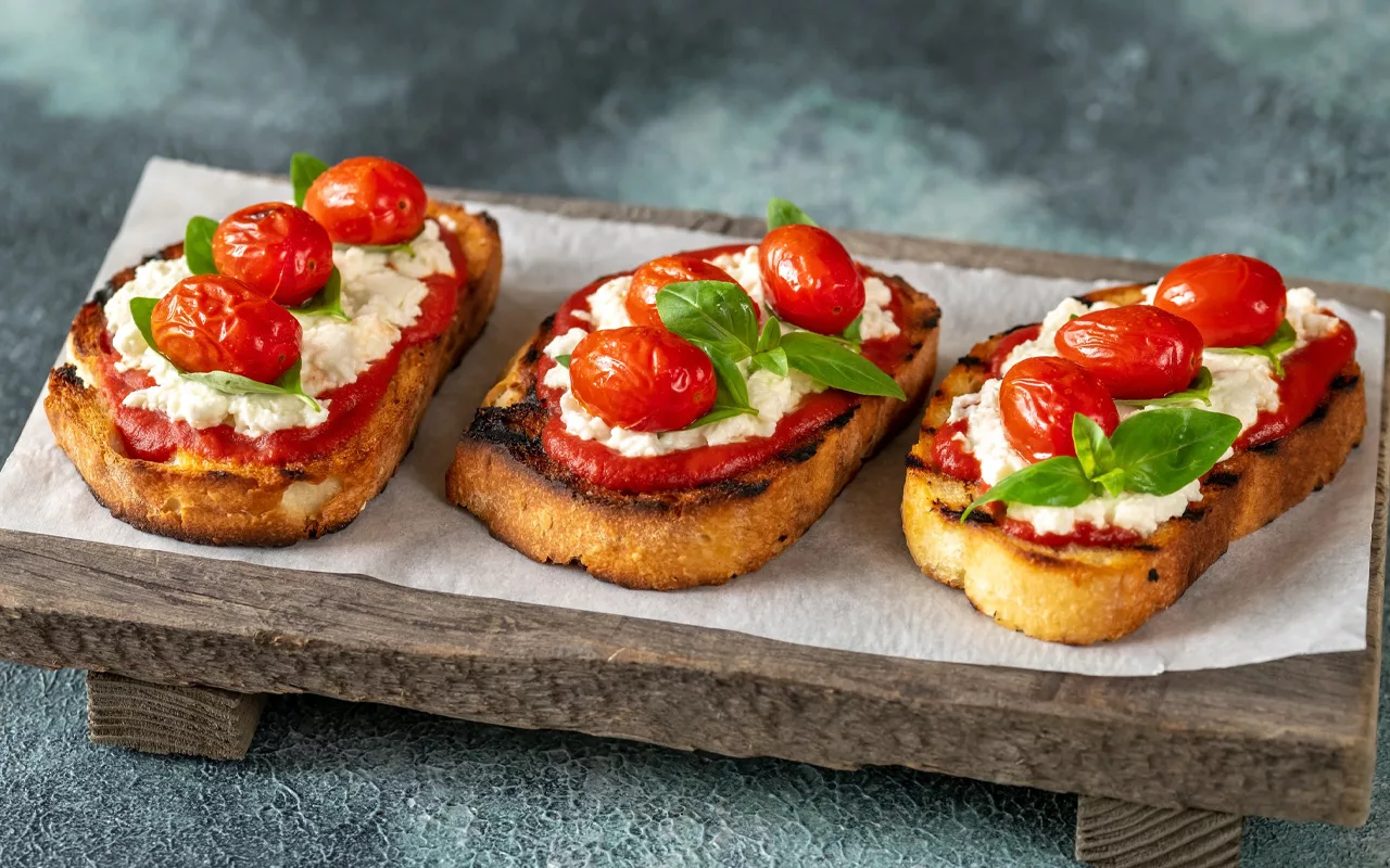 Buffalo Mozzarella Bruschetta with Olive Tapenade